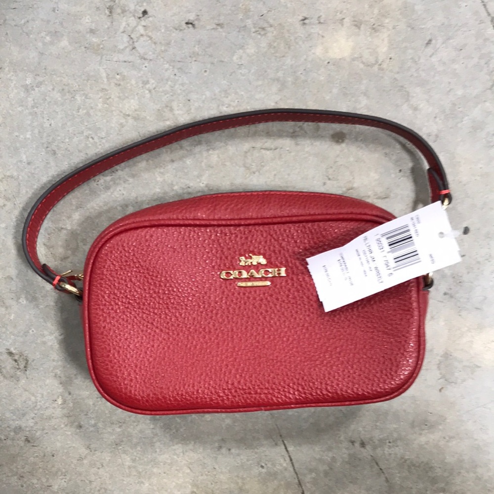 Coach Pebbled Leather Red Wristlet